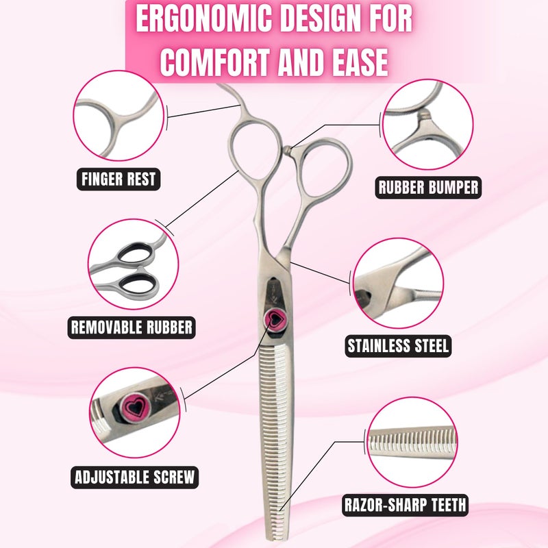 Kenchii Love Dog Grooming Scissors, 46 Tooth Thinning Shears, Dog Scissors for Grooming, Professional Pet Grooming Scissors, Heavy Duty, Durable and Sharp - Image 3